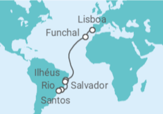 Itinerário do Cruzeiro De Lisboa a Santos 2027 - MSC Cruzeiros