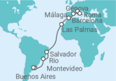 Itinerário do Cruzeiro Itália, Espanha, Brasil, Uruguai TI - MSC Cruzeiros
