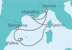 Itinerário do Cruzeiro Espanha, França, Itália - Costa Cruzeiros