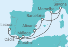 Itinerário do Cruzeiro Espanha, Portugal, Gibraltar, França - Costa Cruzeiros