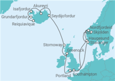 Itinerário do Cruzeiro De Reiquiavique a Southampton (Londres) - Princess Cruises