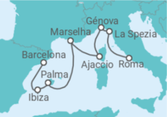 Itinerário do Cruzeiro Espanha, França, Itália - Princess Cruises