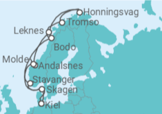 Itinerário do Cruzeiro Noruega - AIDA