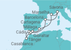 Itinerário do Cruzeiro Espanha, França, Itália, Marrocos, Gibraltar TI - Costa Cruzeiros