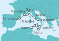 Itinerário do Cruzeiro França, Itália, Tunísia, Malta TI - Costa Cruzeiros