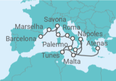 Itinerário do Cruzeiro De Atenas a Barcelona TI - Costa Cruzeiros