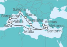 Itinerário do Cruzeiro Espanha, Malta, Grécia, Itália TI - Costa Cruzeiros