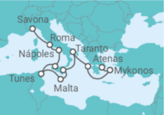 Itinerário do Cruzeiro De Savona a Atenas TI - Costa Cruzeiros