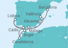 Itinerário do Cruzeiro Espanha, Portugal, Marrocos TI - Costa Cruzeiros
