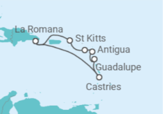 Itinerário do Cruzeiro Santa Lúcia, Guadalupe, Antígua E Barbuda, São Cristóvão E Neves, Ilhas Virgens Britânicas TI - Costa Cruzeiros