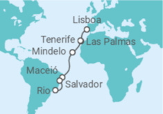 Itinerário do Cruzeiro Espanha, Cabo Verde, Brasil TI - Costa Cruzeiros
