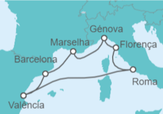 Itinerário do Cruzeiro Mergulho no Mediterrâneo 2027 - MSC Cruzeiros