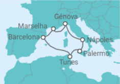 Itinerário do Cruzeiro Mediterrâneo Essencial TI 2027/2028 - MSC Cruzeiros