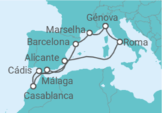 Itinerário do Cruzeiro Espanha, Marrocos, Itália, França TI - MSC Cruzeiros