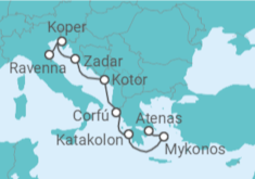 Itinerário do Cruzeiro Grécia, Montenegro, Eslovénia - NCL Norwegian Cruise Line
