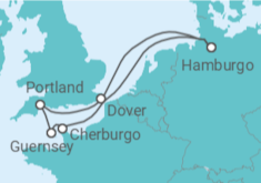 Itinerário do Cruzeiro Reino Unido, Guernsey, França - AIDA