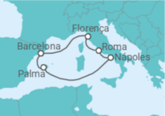 Itinerário do Cruzeiro Espanha, Itália - Disney Cruise Line