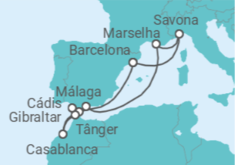 Itinerário do Cruzeiro Espanha, Gibraltar, Marrocos, França - Costa Cruzeiros