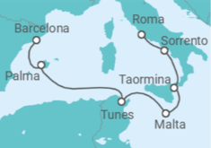 Itinerário do Cruzeiro Espanha, Tunísia, Malta, Itália - Explora Journeys