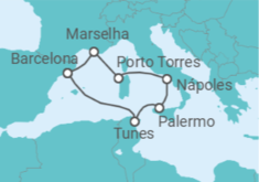 Itinerário do Cruzeiro Momentos Mediterrâneos TI
- Corazul Cruceros