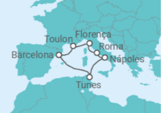 Itinerário do Cruzeiro Mediterrâneo e Tunísia TI 2027 - Corazul Cruceros