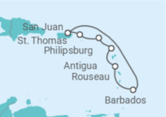 Itinerário do Cruzeiro Porto Rico, Ilhas Virgens Americanas, Sint Maarten, Antígua E Barbuda - Princess Cruises