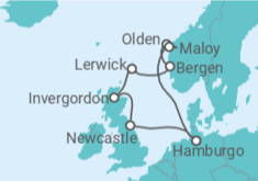 Itinerário do Cruzeiro Reino Unido, Noruega TI - AIDA