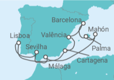 Itinerário do Cruzeiro Espanha, Portugal TI - AIDA