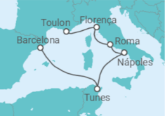 Itinerário do Cruzeiro Legados do Mediterrâneo II TI - Corazul Cruceros