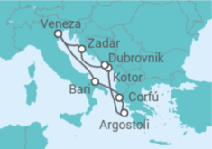 Itinerário do Cruzeiro Grécia, Montenegro, Croácia, Itália TI - Costa Cruzeiros
