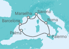 Itinerário do Cruzeiro Espanha, Itália, França TI - Costa Cruzeiros