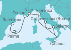 Itinerário do Cruzeiro Espanha, França, Itália - Royal Caribbean