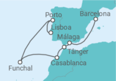 Itinerário do Cruzeiro Barcelona Lisboa e Marrocos 2027 - Royal Caribbean