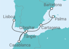 Itinerário do Cruzeiro De Lisboa a Barcelona - Eclipse Solar 2027 - Royal Caribbean