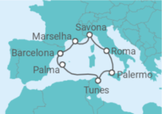 Itinerário do Cruzeiro Tunísia, Itália, França, Espanha TI - Costa Cruzeiros