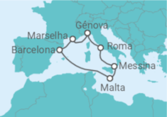 Itinerário do Cruzeiro Itália, Malta, Espanha, França TI - com voo - MSC Cruzeiros