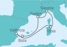 Itinerário do Cruzeiro Espanha, França, Itália TI - Costa Cruzeiros