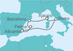 Itinerário do Cruzeiro Espanha, Itália, França TI - AIDA