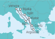 Itinerário do Cruzeiro Montenegro, Grécia, Croácia, Itália - Costa Cruzeiros