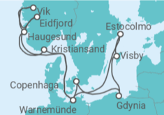 Itinerário do Cruzeiro Noruega, Alemanha, Suécia, Polónia, Dinamarca - AIDA