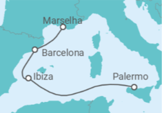 Itinerário do Cruzeiro Espanha TI - Costa Cruzeiros