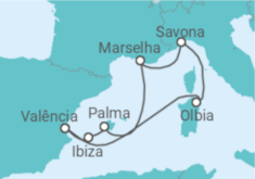 Itinerário do Cruzeiro Espanha, França, Itália - Costa Cruzeiros