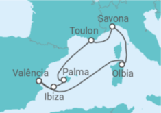 Itinerário do Cruzeiro Espanha, França, Itália TI - Costa Cruzeiros