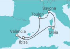 Itinerário do Cruzeiro Itália, Espanha, França TI - Costa Cruzeiros