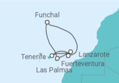 Itinerário do Cruzeiro Ilhas Canárias TI + Voo + Hotel   - Costa Cruzeiros