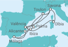 Itinerário do Cruzeiro França, Itália, Espanha - Costa Cruzeiros