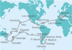 Itinerário do Cruzeiro Volta ao mundo - MSC Cruzeiros