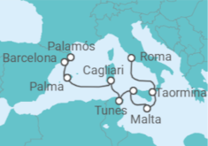 Itinerário do Cruzeiro Itália, Malta, Tunísia, Espanha - Silversea