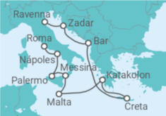 Itinerário do Cruzeiro Grécia, Malta, Itália - Princess Cruises