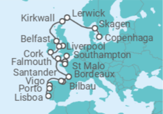 Itinerário do Cruzeiro De Copenhaga a Lisboa - Silversea